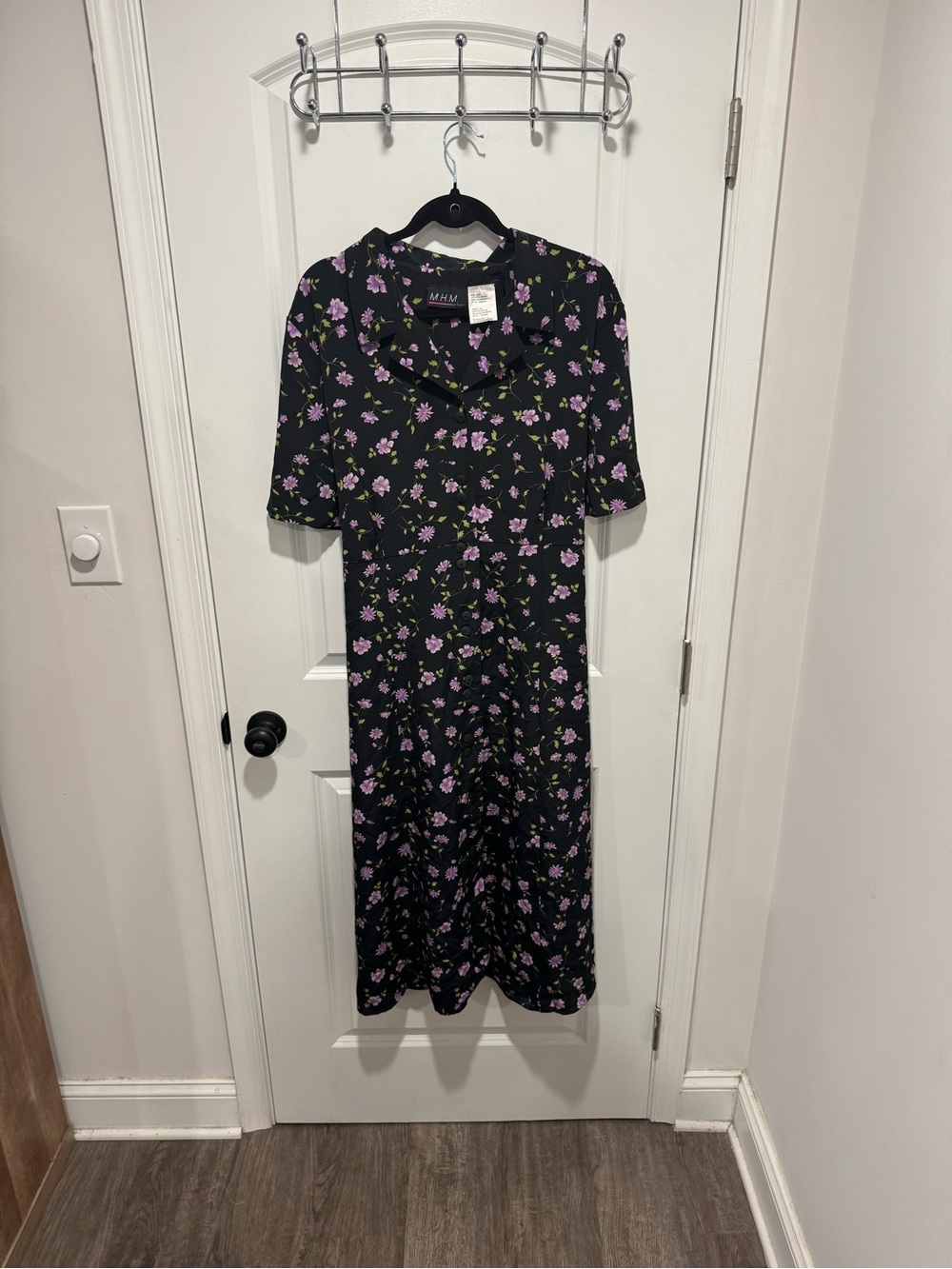 MHM Lafleur Black Maxi Dress with Lavender Floral Print